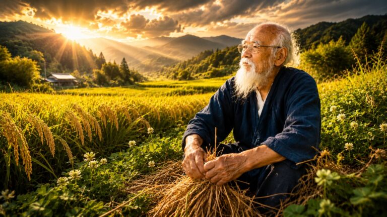 Masanobu Fukuoka deixou carreira científica, adotou cultivo sem arar e foi criticado — 40 anos depois suas lavouras igualaram as mais produtivas e seu livro alcançou 25 idiomas