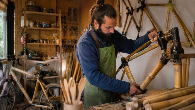 Artesão chileno transforma coligüe — bambu tratado como erva daninha — em bicicletas, bengalas e talheres