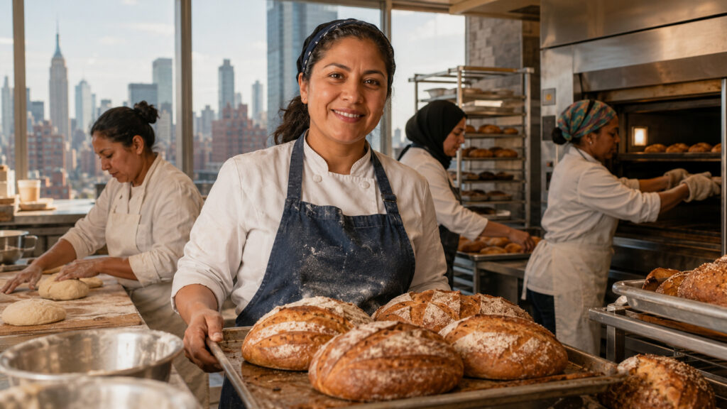 Mulheres imigrantes em Nova York aprendem panificação profissional como porta de entrada para empregos na indústria de alimentos