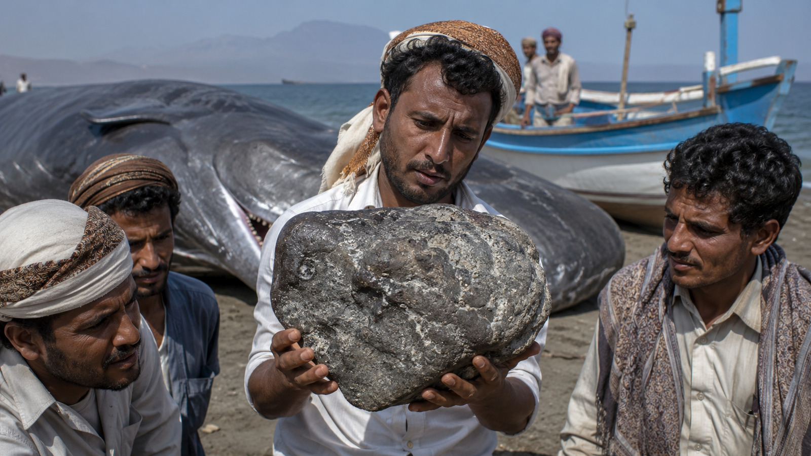 Conheça pescadores encontram dentro de uma baleia no iêmen substância rara de 127 kg, vendem o “vômito de baleia” por us$ 1,5 milhão e ficam milionários com achado no golfo de aden