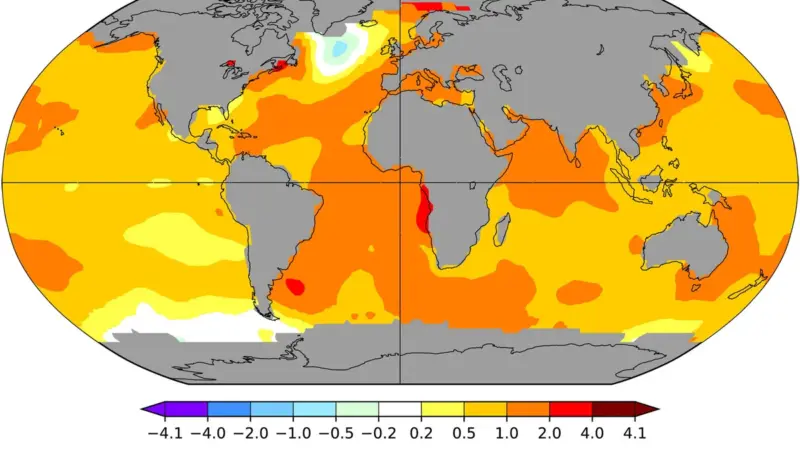 Mancha fria no Atlântico Norte indica enfraquecimento das correntes oceânicas, dizem pesquisadores