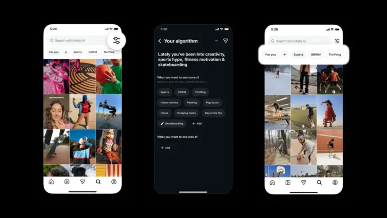Instagram libera recurso “Seu algoritmo” para controlar recomendações de conteúdo