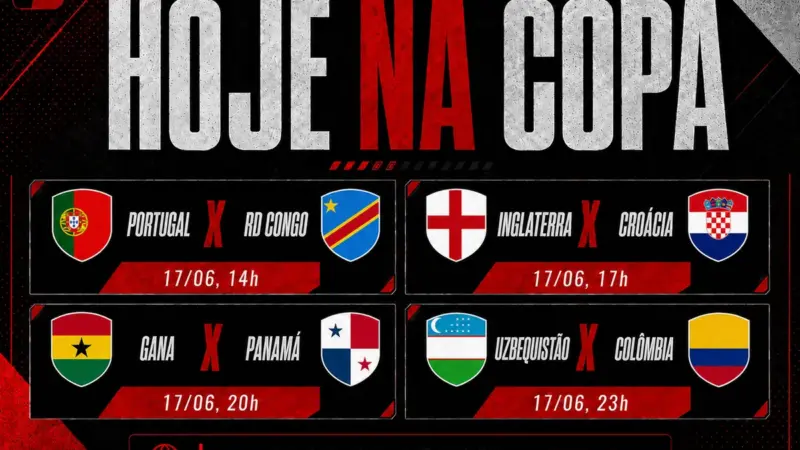17/06/2026 — Inglaterra x Croácia pela Copa do Mundo 2026; veja horário e onde assistir