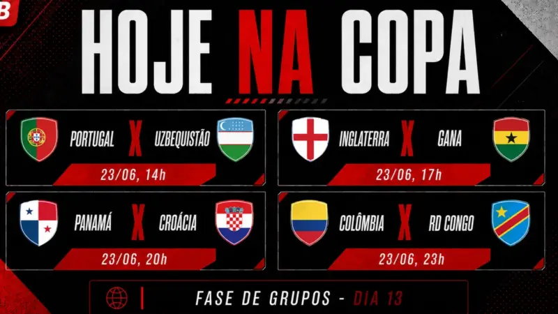 Inglaterra x Gana marcam a rodada da Copa do Mundo 2026; confira jogos, horários e onde assistir