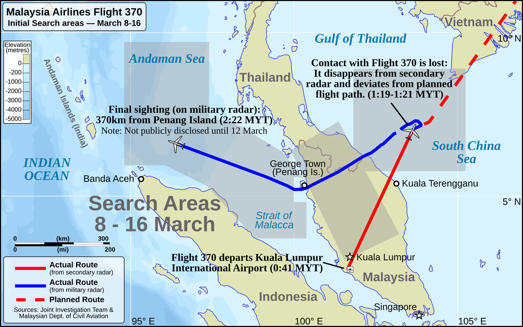Desaparecimento do voo MH370 da Malaysia Airlines em 08/03/2014 permanece sem solução