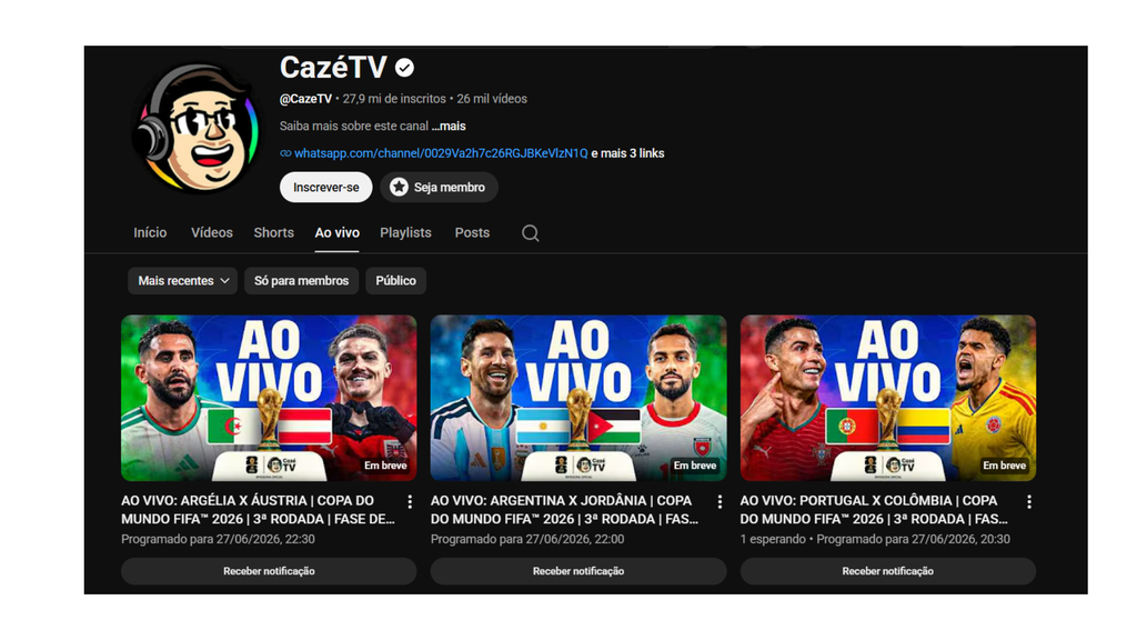 Quanto será o delay da CazéTV na transmissão da Copa do Mundo 2026?