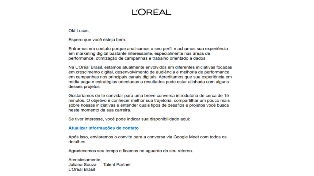 Golpe usa falsa oferta de emprego da L’Oréal para roubar senhas de e-mail
