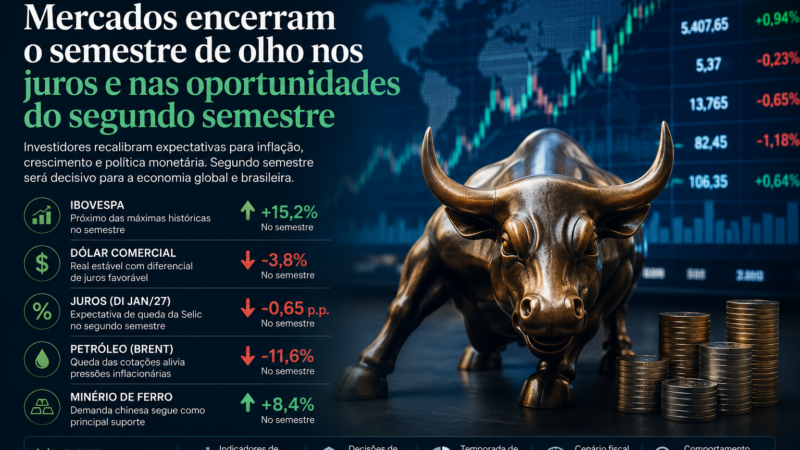 Mercados encerram primeiro semestre de 2026 monitorando juros e cenário para o segundo semestre