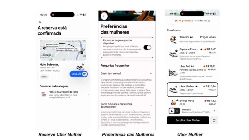 Uber Mulher passa a funcionar em todo o Brasil