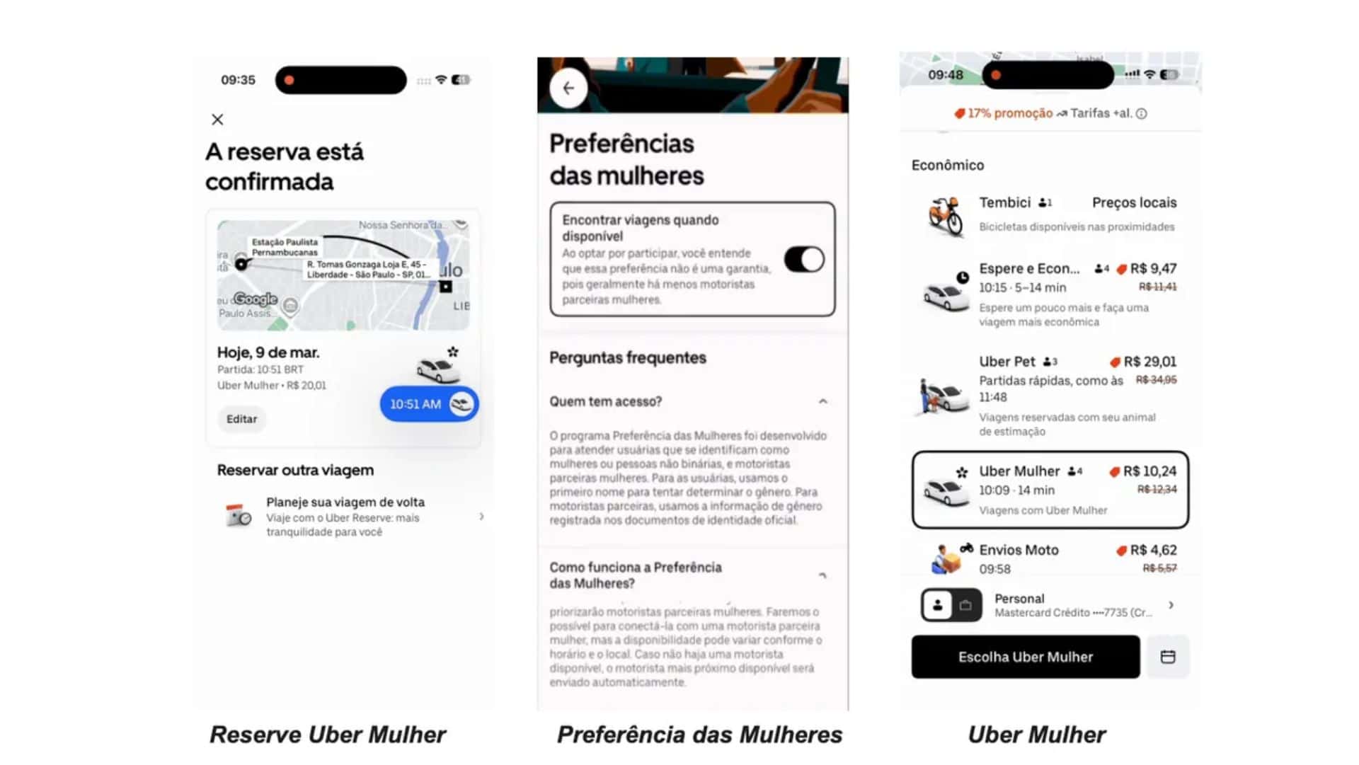 Uber Mulher passa a funcionar em todo o Brasil
