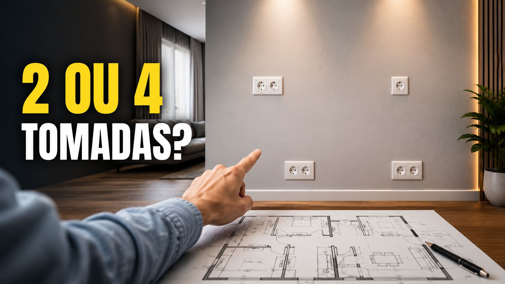 Quantidade de tomadas por cômodo: planejamento indica 6 a 10 pontos na cozinha e 1 a cada 3,5 m na sala