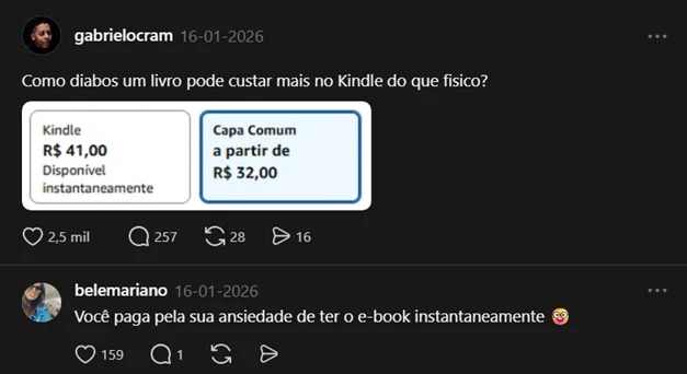 Por que alguns e-books no Kindle saem mais caros que a edição em papel