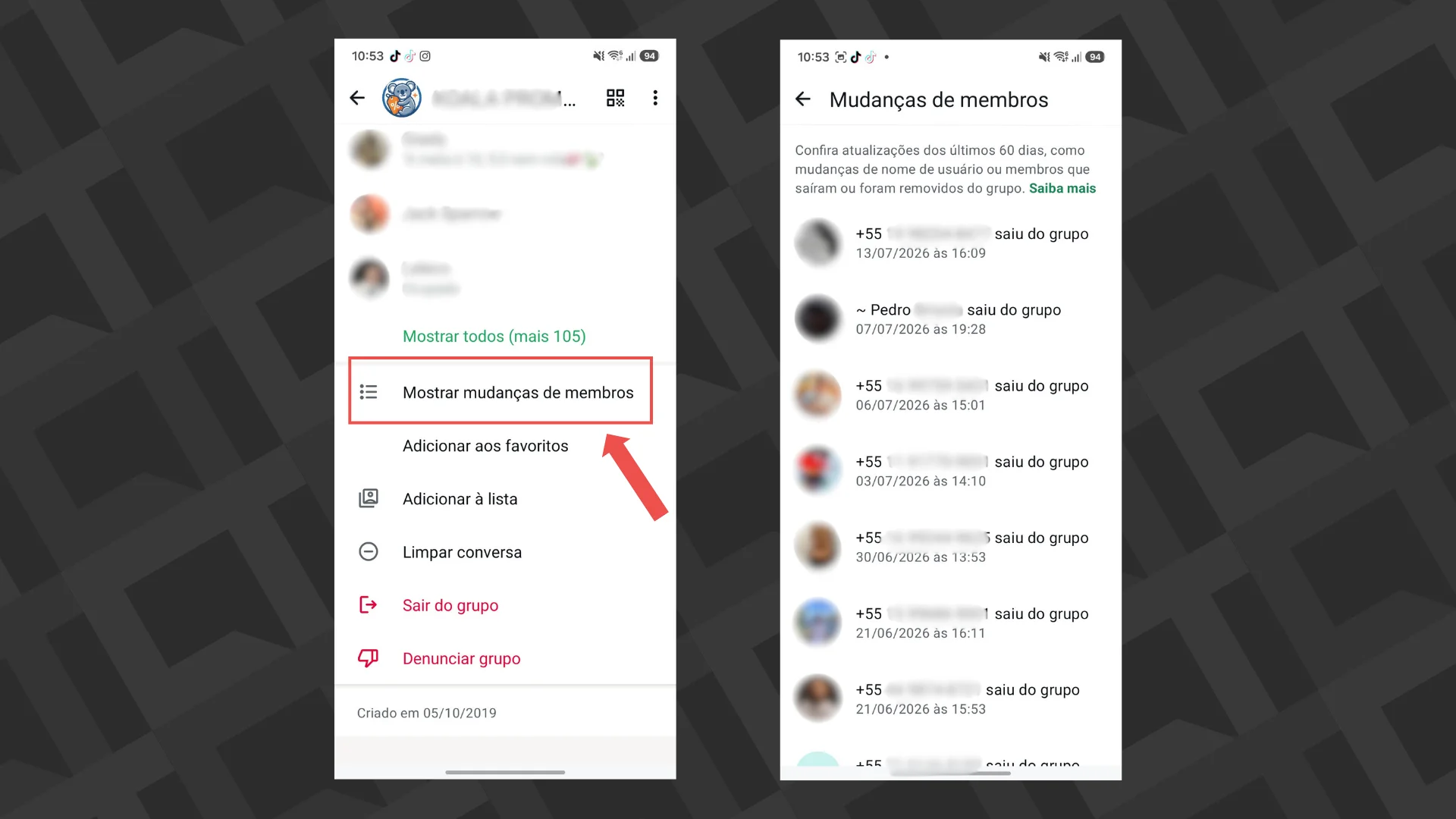 WhatsApp restringe aviso de saídas de grupo a administradores; participantes veem histórico de 60 dias