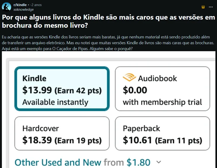 Por que alguns e-books no Kindle saem mais caros que a edição em papel