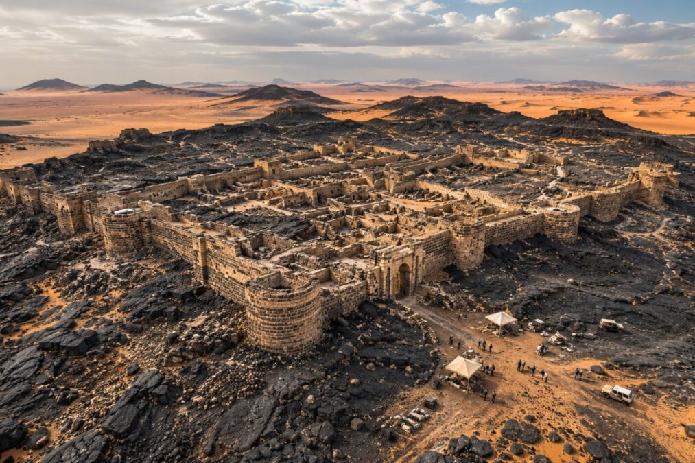 Cidade fortificada de 4 mil anos chamada Al-Natah emerge sob rocha vulcânica em Khaybar, na Arábia Saudita