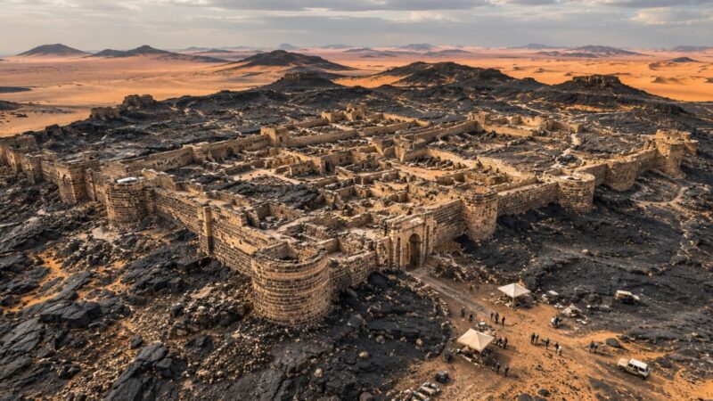 Cidade fortificada de 4 mil anos chamada Al-Natah emerge sob rocha vulcânica em Khaybar, na Arábia Saudita