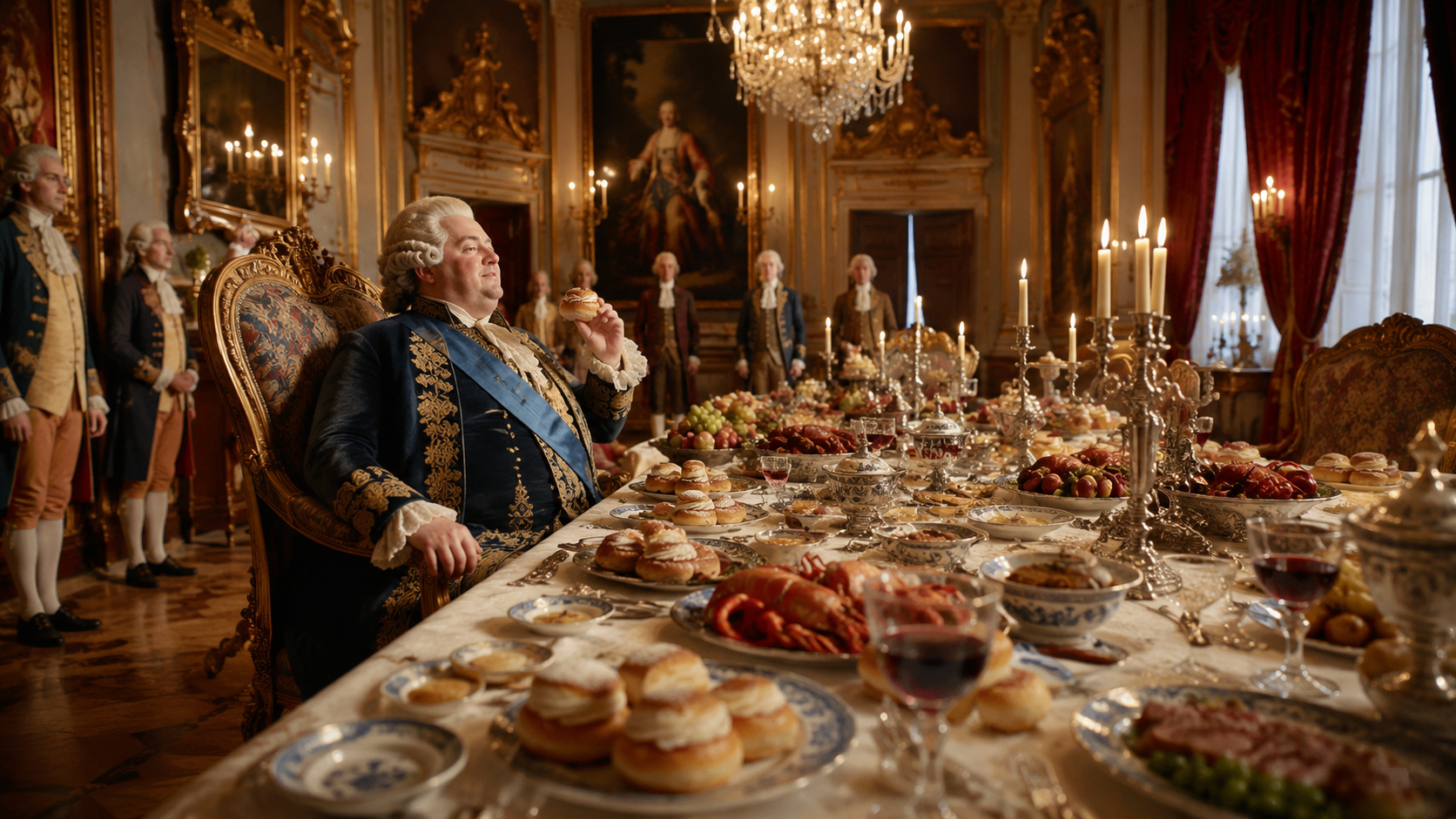 12/02/1771 — Rei da Suécia Adolfo Frederico morreu pouco depois de banquete com lagosta, caviar e 14 porções de sua sobremesa favorita