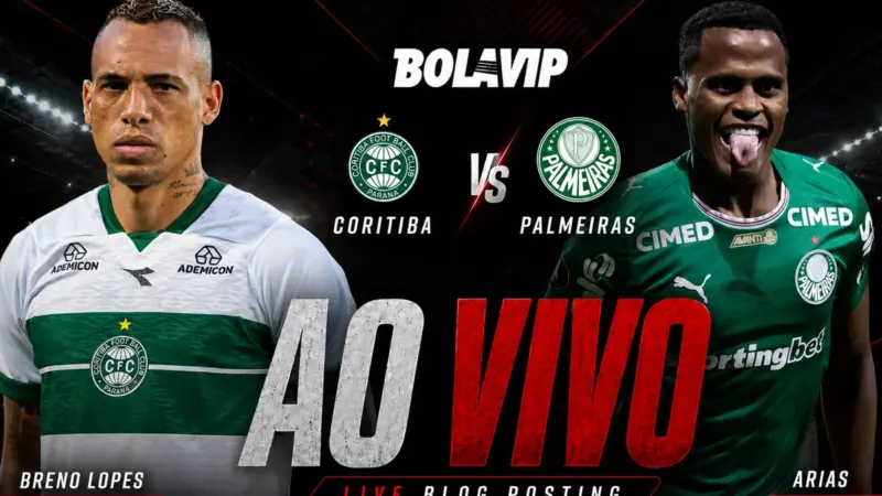 Coritiba e Palmeiras se enfrentam pelo Brasileirão no Couto Pereira às 19h30 (Brasília UTC-3)