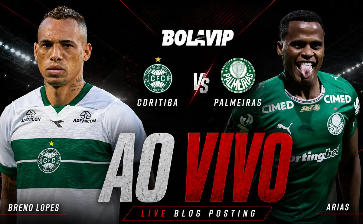 Coritiba e Palmeiras se enfrentam pelo Brasileirão no Couto Pereira às 19h30 (Brasília UTC-3)
