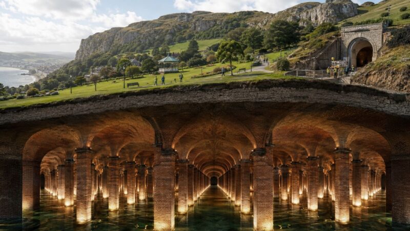 Reservatório vitoriano sob parque em Llandudno pode virar atração turística após mais de um século de abandono