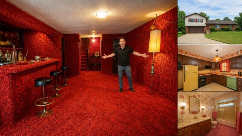 Corretor encontra porão preservado dos anos 1970 com carpete vermelho e casa de US$ 360 mil é vendida em uma semana