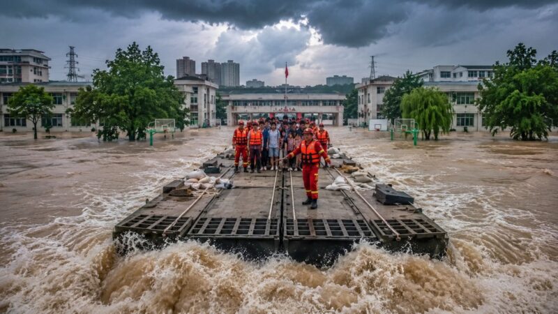 08/07/2026 — Ponte flutuante montada em 30 minutos resgata mais de 6 mil estudantes em Guigang, sul da China