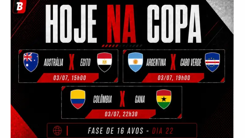 Sexta-feira da Copa de 2026 terá três jogos; Argentina enfrenta Cabo Verde no dia 3 de julho