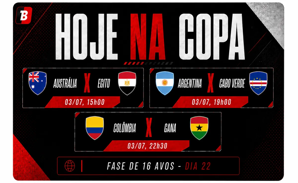 Sexta-feira da Copa de 2026 terá três jogos; Argentina enfrenta Cabo Verde no dia 3 de julho