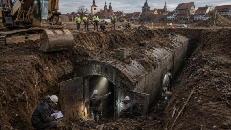 Operários encontram abrigo antiaéreo da Segunda Guerra Mundial escondido em terreno em Quedlinburg
