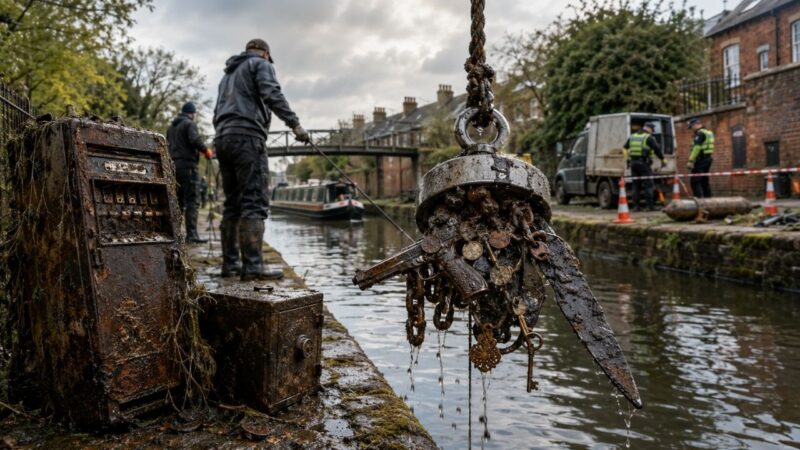 Pesca com ímã transforma canais da Inglaterra em caça ao tesouro urbana