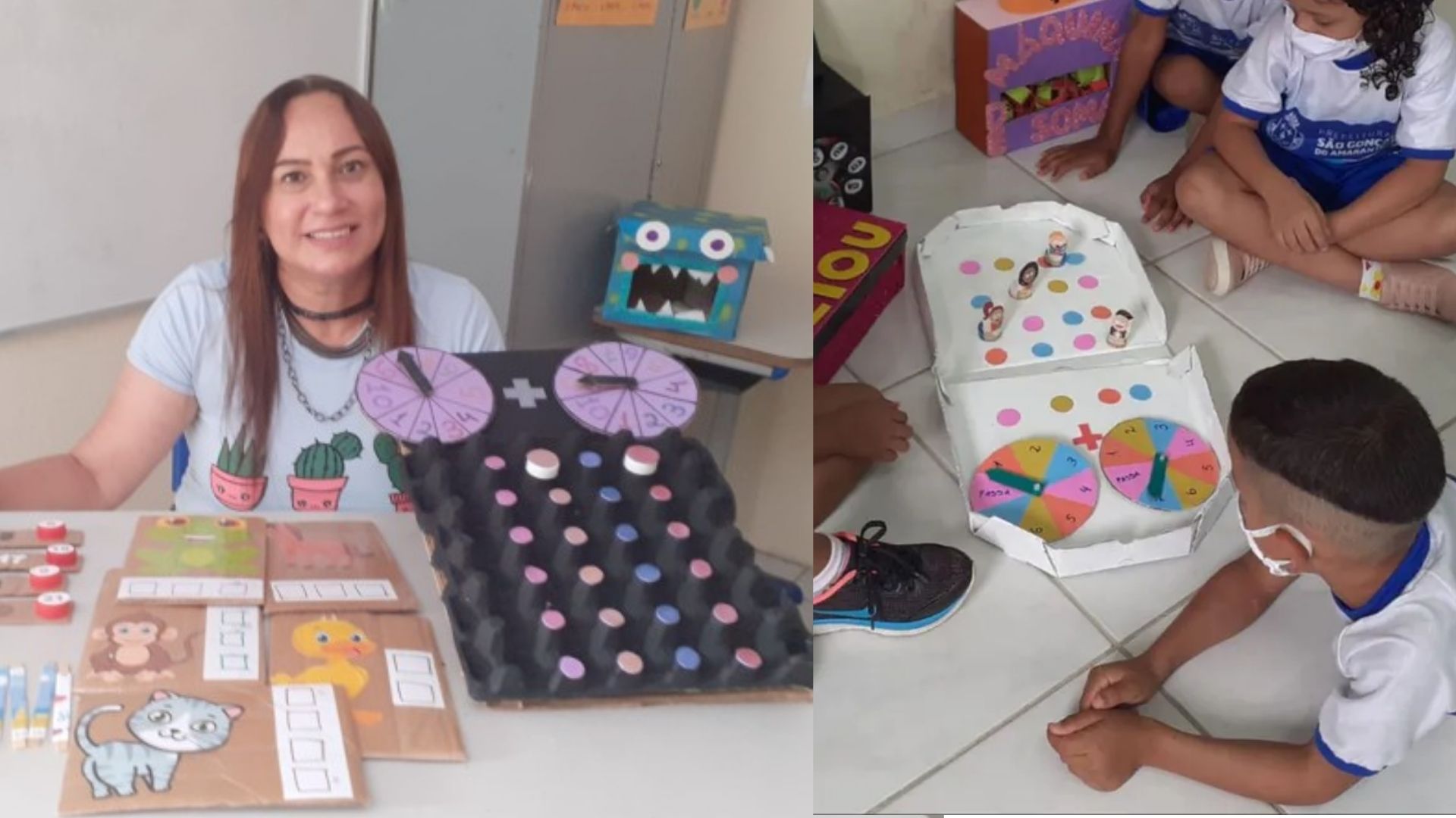 Professora da zona rural do RN criou 70 jogos com materiais reaproveitados para ensinar operações e frações