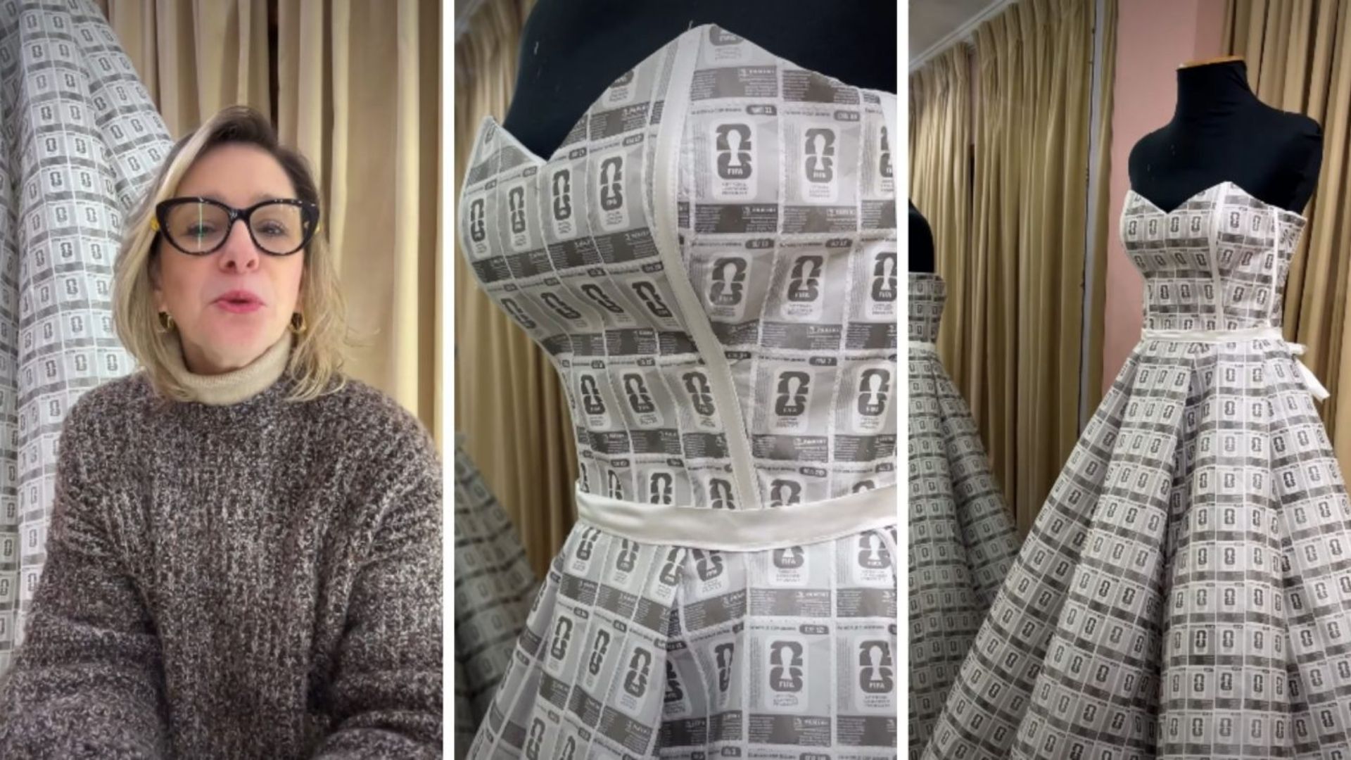 Vestido de noiva é feito com quase três mil papéis descartados das figurinhas da Copa em Porto Alegre