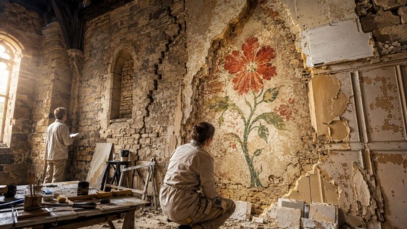 Pintura mural medieval de até 750 anos é descoberta durante restauração no Castelo de Durham