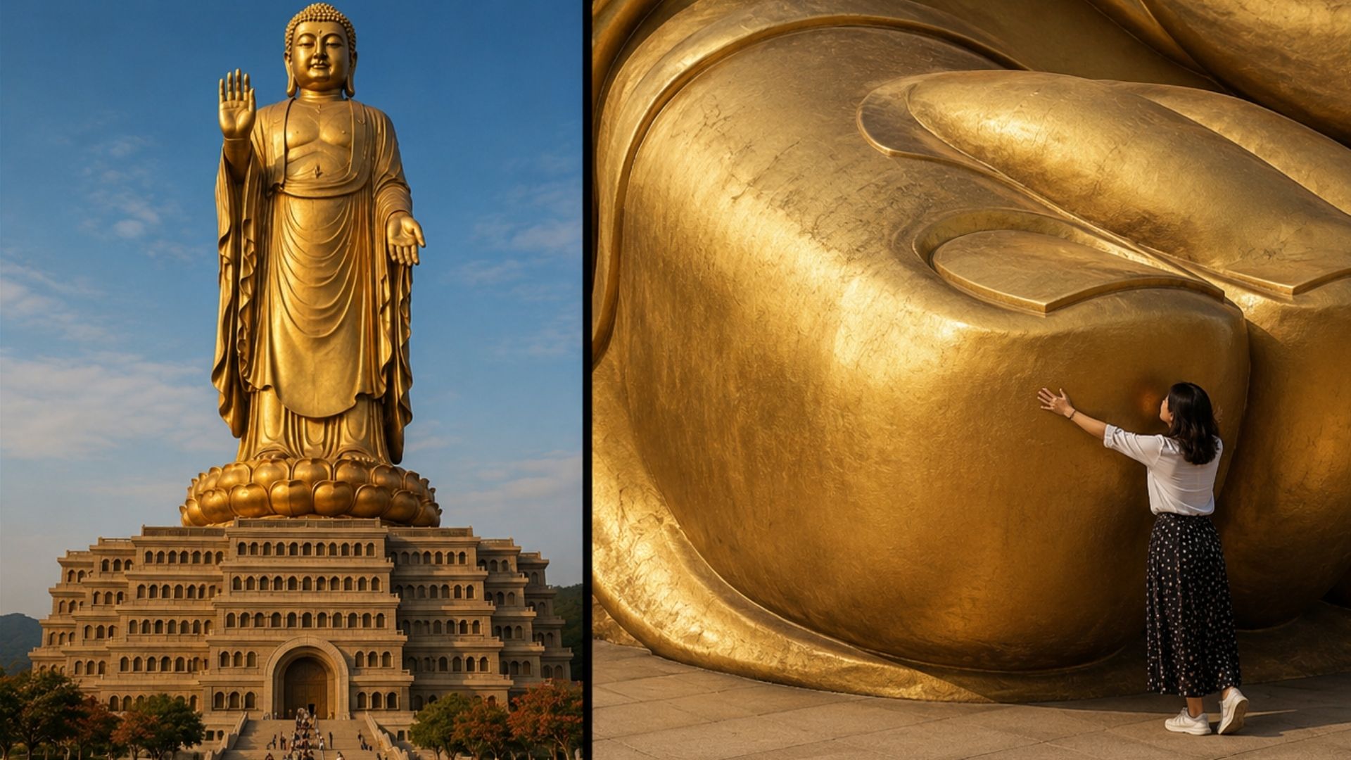 China ergue Buda gigante de cobre montado a partir de 1.100 peças fundidas