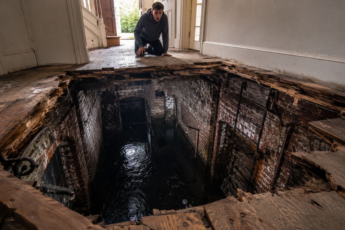 Jovem de 24 anos encontra poça de água escura sob o assoalho da nova casa; especialistas apontam depósito de carvão vitoriano inundado
