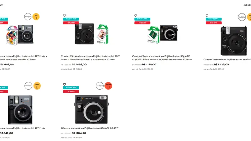 10/08/2026 — Fujifilm reduz preços de câmeras Instax e pacotes de filme para o Dia dos Pais