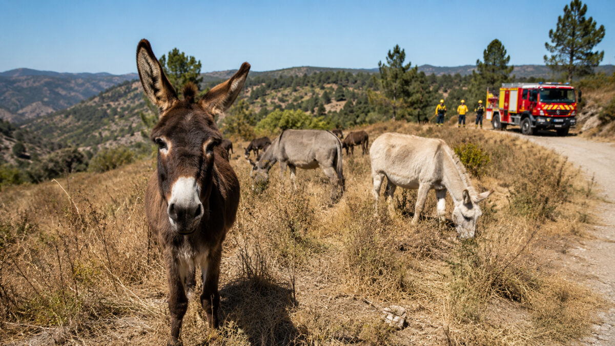 Voluntário transforma burro resgatado em “bombeiro” florestal e cria rebanho de 62 animais contra incêndios na Catalunha