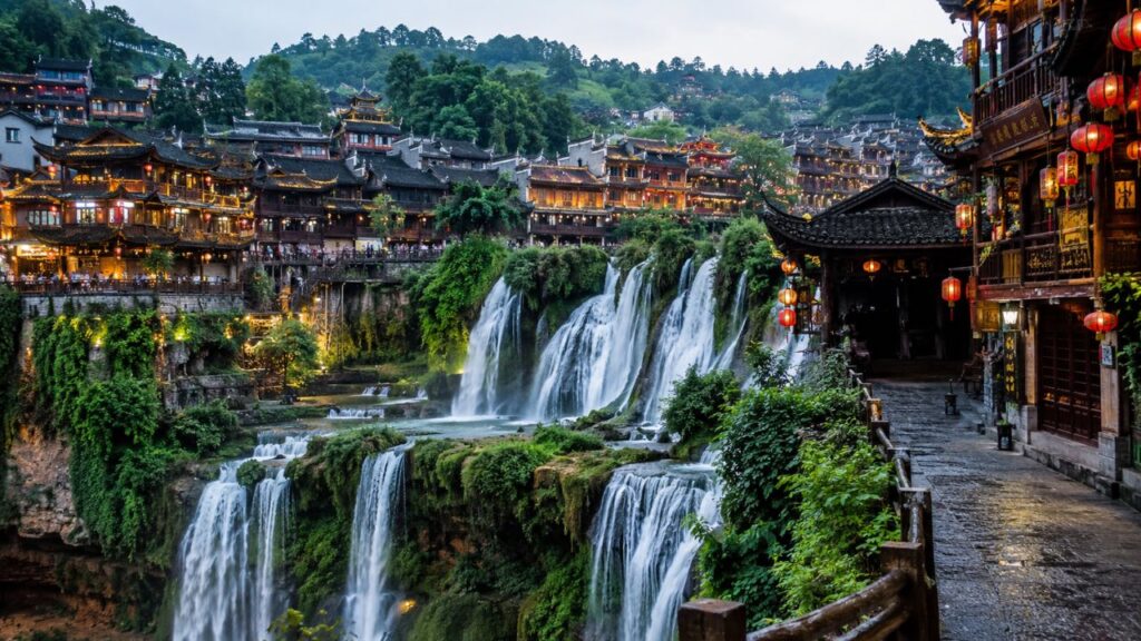 Furong atrai 6,53 milhões de visitantes em 2025 com vila histórica sobre cachoeira de 60 metros