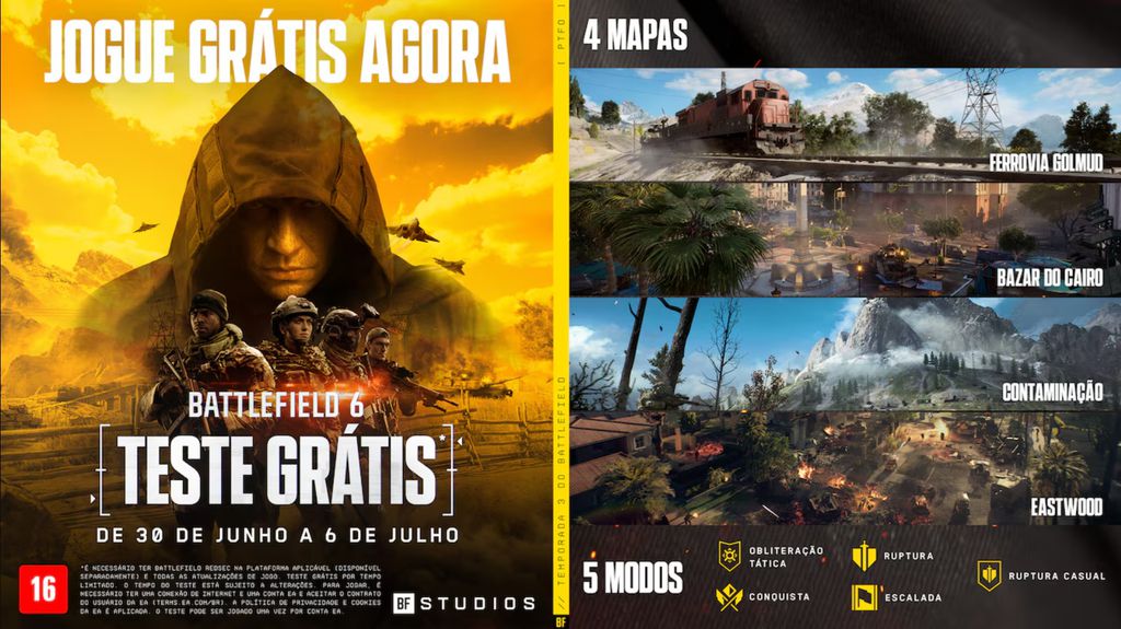 Jogos grátis no fim de semana: Battlefield 6, Dispatch, Diablo IV e outras ofertas
