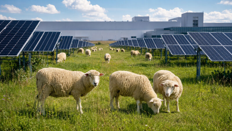 Volkswagen emprega 100 ovelhas para controlar vegetação ao redor de 31.000 painéis solares em Poznań