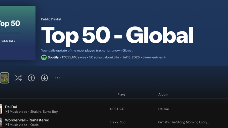 “Wonderwall” sobe ao 2º lugar no Spotify Global após virar hino não oficial da seleção da Inglaterra na Copa de 2026