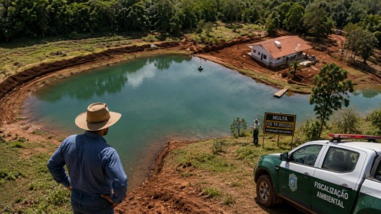 Fazendeiro em Jardim constrói lago com captação direta do Rio da Prata e é multado em R$ 10 mil