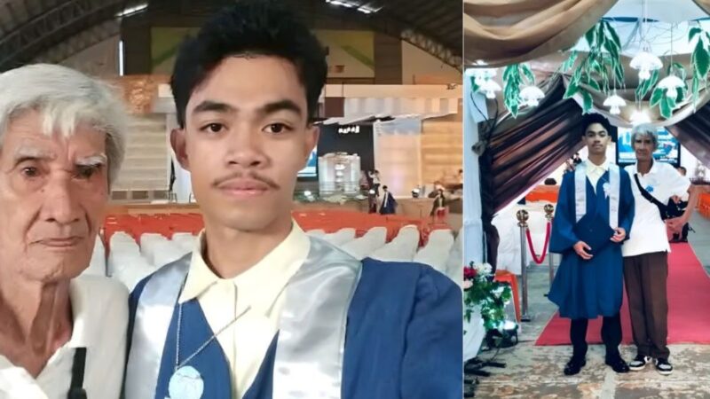 Jovem entrega medalha de honra ao pai vendedor ambulante com deficiência logo após formatura