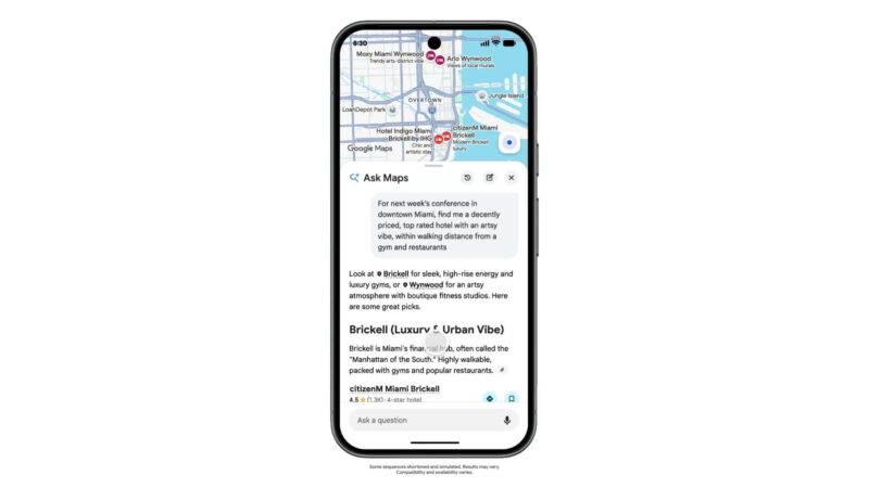 Google Maps passa a usar IA para pedir comida, reservar hotéis e planejar rotas