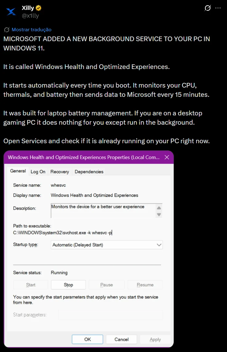 Microsoft nega que Windows 11 "espione" PCs a cada 15 minutos
