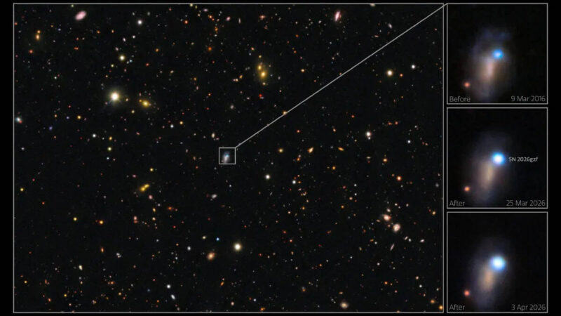 Astrônomos registram supernova atípica com brilho inicial em raios X