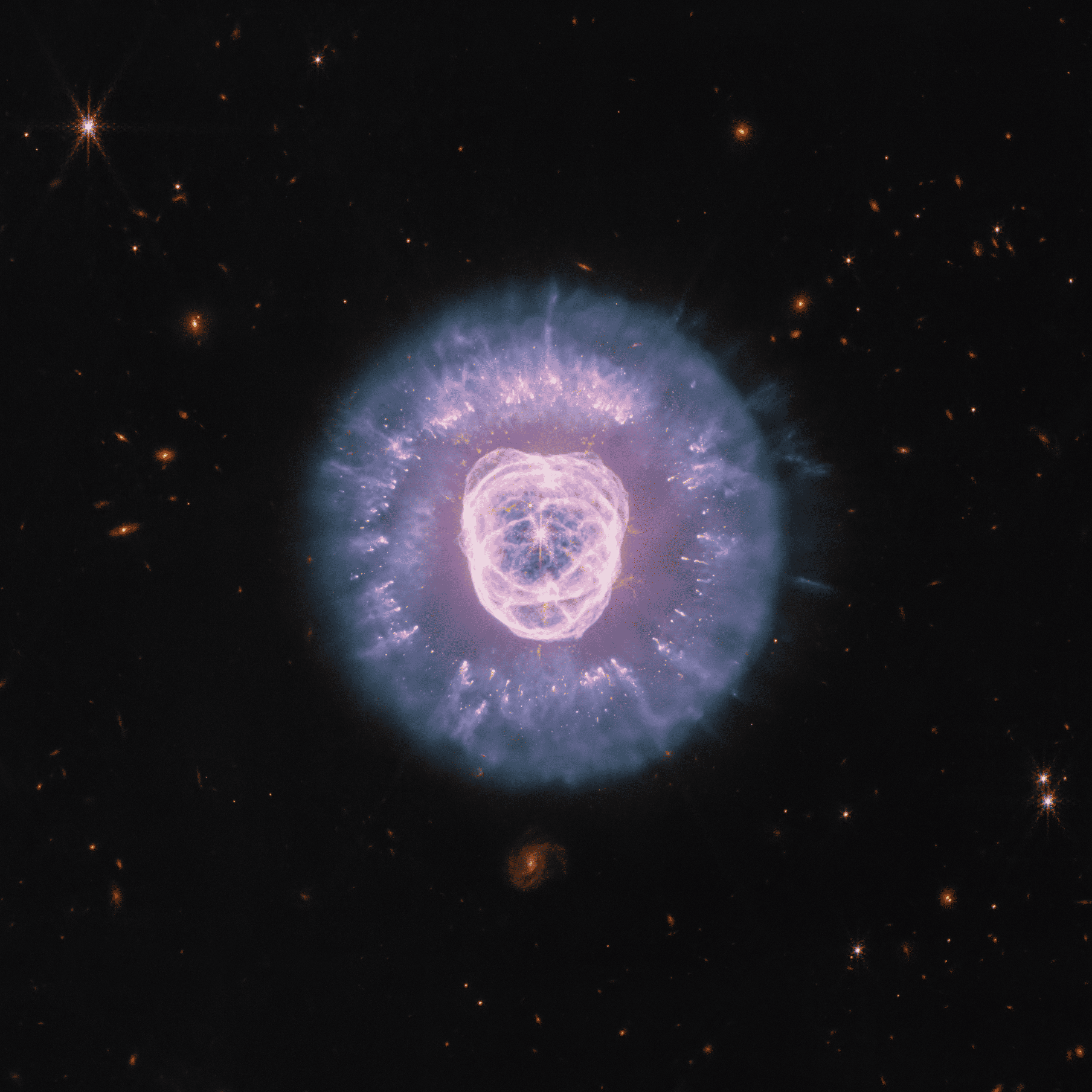 James Webb revela nova visão da NGC 2392, a “Nebulosa do Leão”