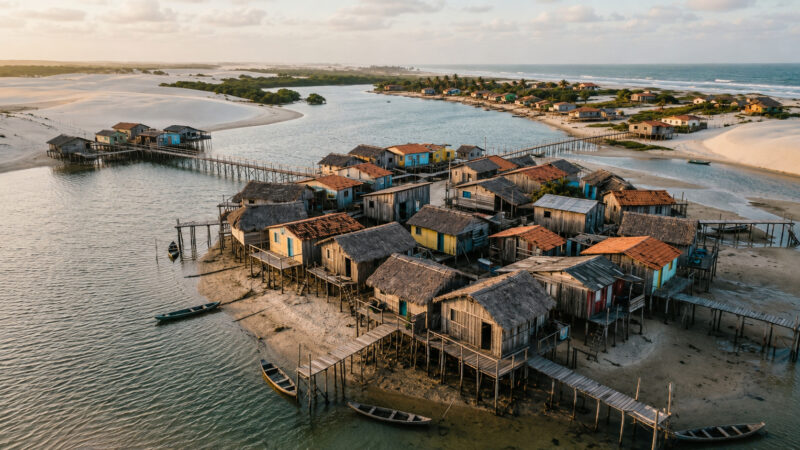 Vila pesqueira de Tatajuba, no Ceará, foi soterrada por dunas móveis na década de 1970 e se reorganizou em quatro núcleos entre lagoas e manguezais